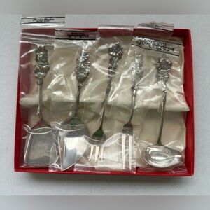 Vintage Reed & Barton 5-Piece Silverplate Serving Set Floral Harlequin Pattern